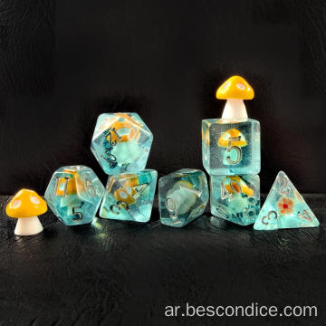 Mushroom 7pcs dnd polyhedral dice set ، Dicsroom Dice DiCe للدور في لعب ألعاب الزهر وألعاب RPG MTG Table Games